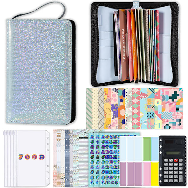 Kontantbogbinder Budgetplanlægger Notesbog Cover Mappe A6 Størrelse 6 Hulls Binder Blue