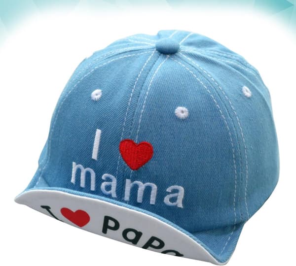 Brodert baseballcaps lyseblå myk brem sommer solhatt for gutter utendørs solbeskyttelse