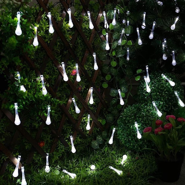 Solar Water Drop String Lights 30led 8 Modi Solar Powered Teardrop Lights