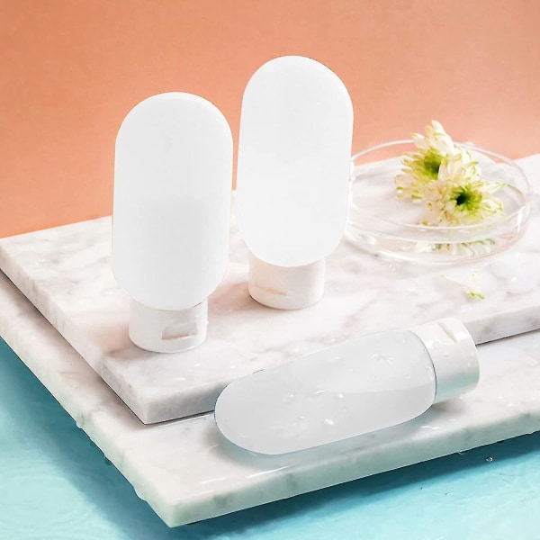 3-pack 60 ml läckagesäkra plastflaskor för resor, påfyllningsbara, klämbara, presentset