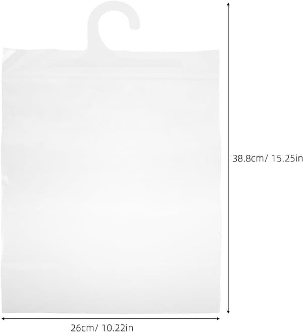 25 stk. multifunksjonell oppbevaringspose med krok, plastplaggposer