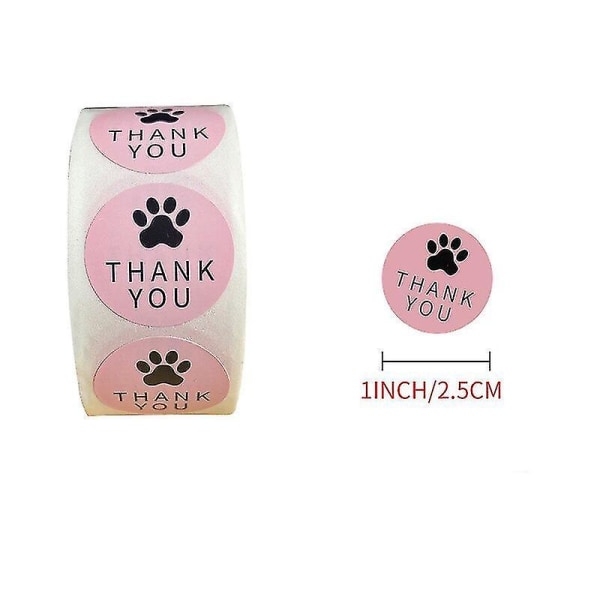 500 stk Pink Kraft Thank You Stickers Hundepote Print 1 tommer