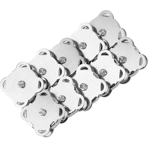 Metallmagnet Spänne Magnet Väska Spänne Snabbkopplingar Knappar DIY Kläder Väska Tillbehör (18,5 mm Ljus Handsydd Magnetisk Knapp) silver 10 st