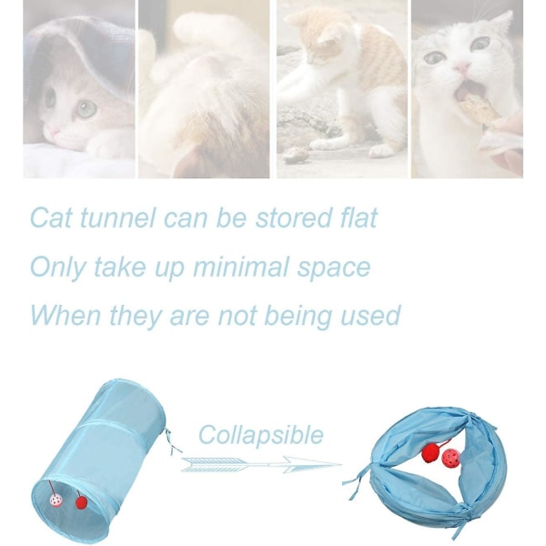Interaktiv sammenleggbar lettvekts 5-tunnel Crinkle Fabric Labyrint med Bobble og Bell for Cat, Small