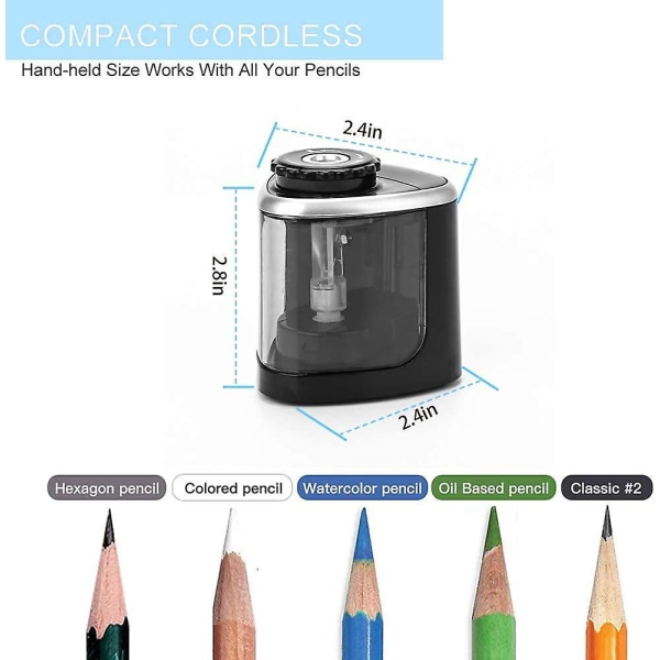 Pennvässare Elektrisk pennvässare, bärbar pennvässare för barn, snabbvässande blad, för storlek 2/färg Penna/skolvässare/klasser