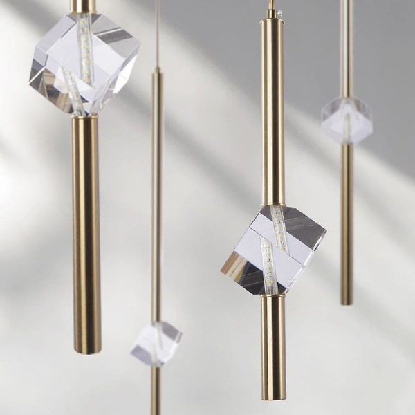 20cm LED-pendellampe, enkelt design, krystall, kobber, messing, nordisk