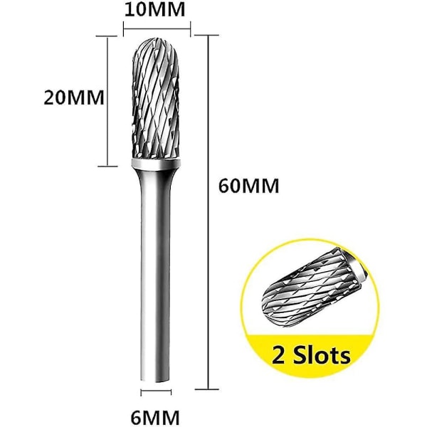 2 st 10mm Aluminium Skärspetsar Enkelt/dubbelt blad Wolframkarbid Fräsfil med 1/4 för verktyg