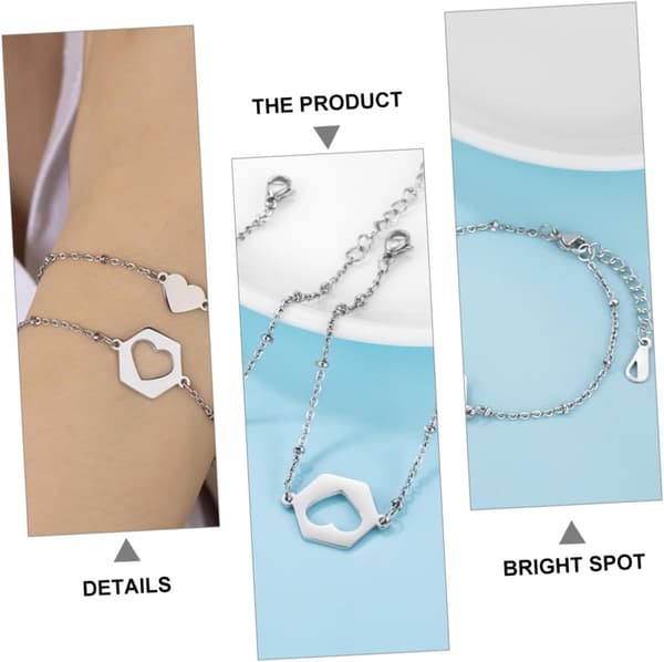 Rustfrit Stål Par Armbånd Sæt, Hjerteformet Elsker Armring, Mode Titanium Stål Armbånd
