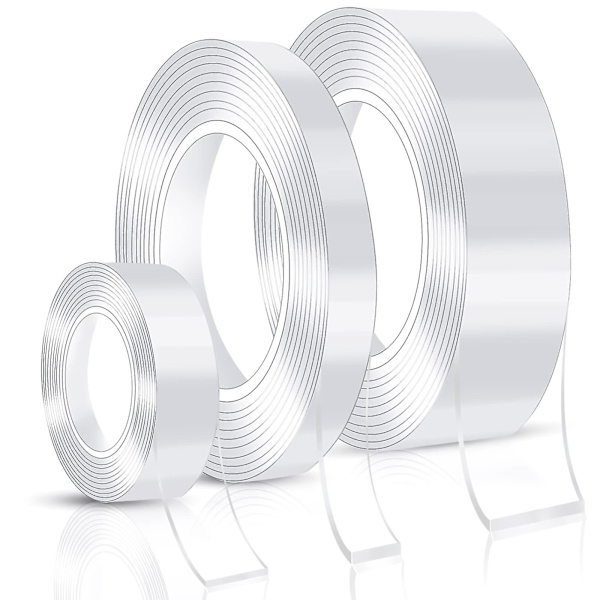 3 stk Nano Dobbeltsidig Tape Heavy Duty, Transparent Gjenbrukbar Nano Limtape