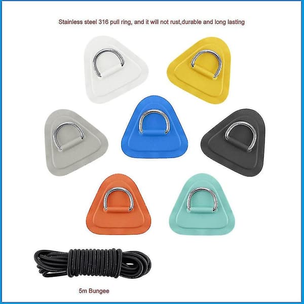 1 Sett D-Ring Pute Pvc Patch Båt Dekk Rigging 5m Svart Elastisk Bungee Tausett For Stand Up Paddle Board Sup Dekk Tilbehør-oransje