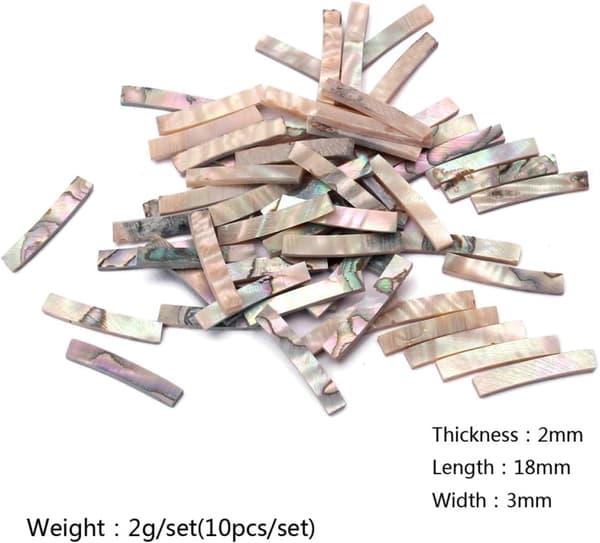 10 stk. Abalone Shell Guitar Purfling Binding Strip til Ukulele og Guitar Syntetisk Materiale 18x3x2mm
