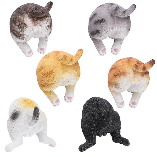 6 stk Cat Butt Kjøleskapsmagneter, dekorative animalske kjøleskapsmagneter