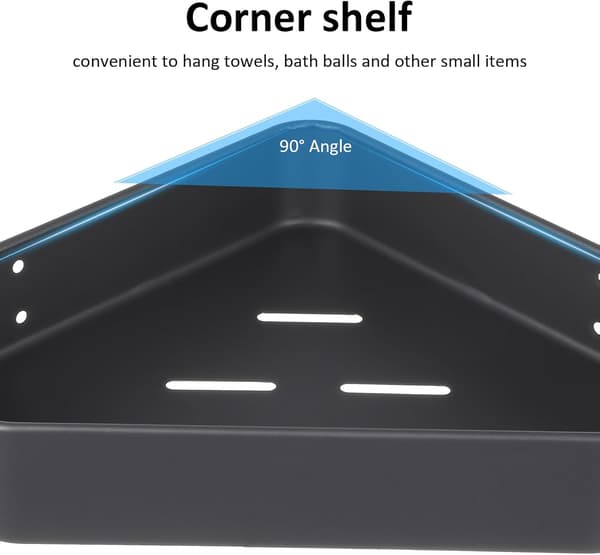 Duschhörnorganisatör Aluminiumlegering Triangulär Hylla med Krokar Robust Konstruktion