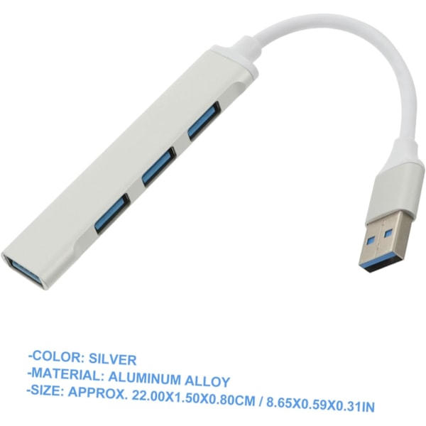 USB-hubb 4 Portar USB Förlängningssplitter Aluminiumlegering Datahubb USB3.0 Datoradapter Överbelastningsspänningsskydd