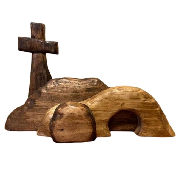 Påskeoppstandelses-scene sett Tom gravscene Kors Jesus