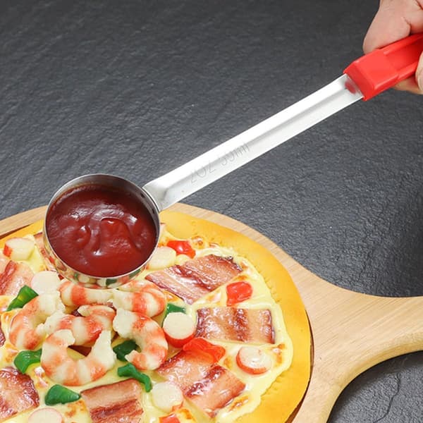 2 stk pizzasaus serveringsskje porsjonsøse flatbunnet skje i rustfritt stål