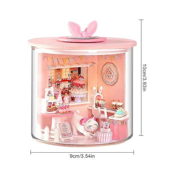Dukkehust DIY Miniatyr Tre Møbler Kit, mini Håndlaget Dukkehust Modell Med Støvdeksel Led, 1: