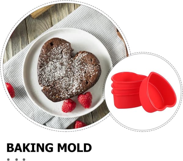 4 stk. hjerteformede silikonekageforme Hjerteformet kageform Cupcake bageform Fødevaregodkendt silikone