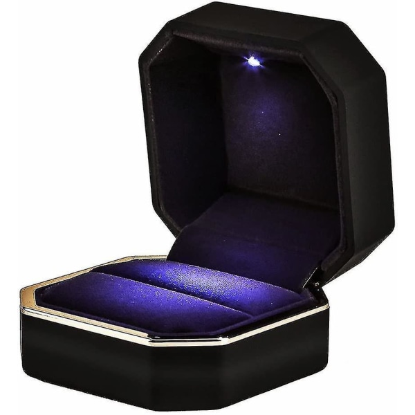 Sormuslaatikko, Neliönmuotoinen Velvet Case Led Light Mustalla