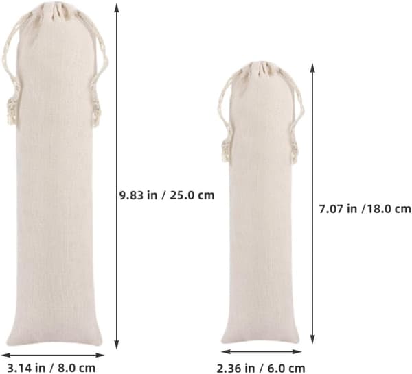 10 st bestickförpackningspåsar bärbara bestickpåsar dragsko sugrörspåse enkel design bomull
