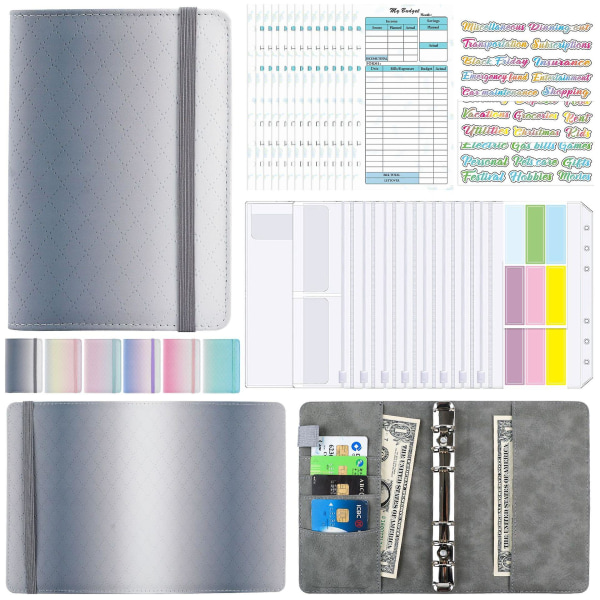 A6 PU Læder Planner Budget Binder Notesbog Kontant Kuvert System Sæt B
