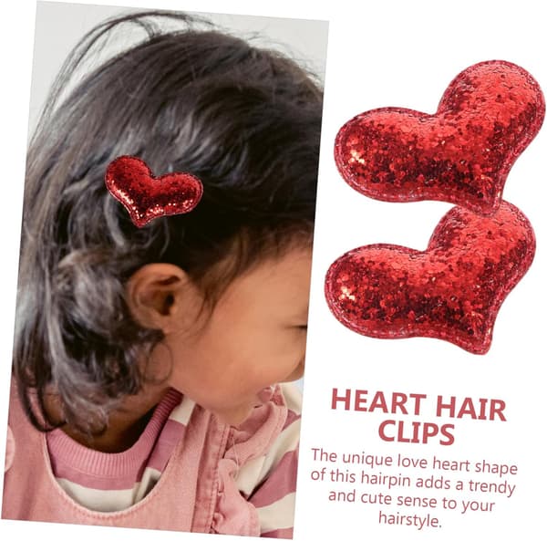 30 stk. hjerteformede hårspenner med glitter til Valentinsdagen for kvinner, dekorative