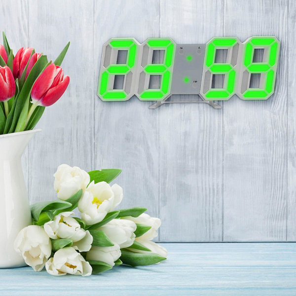 3D LED Digital Klocka Väggdekoration Glödande Nattläge Justerbar Elektronisk Bordsklocka Väggklocka Dekoration Vardagsrum LED-Klocka