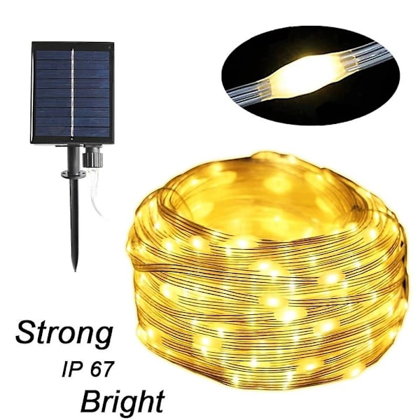 Utendørs solcelledrevet lyslenke 12m 100 LED