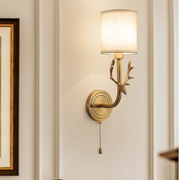 Vägglampa Antik Sconce Sovrum Korridor Nordisk Tyg