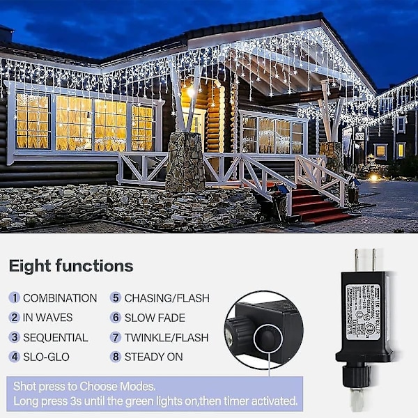 Juleislykter Utendørs 5m 216led 36 Hengende 8 Moduser