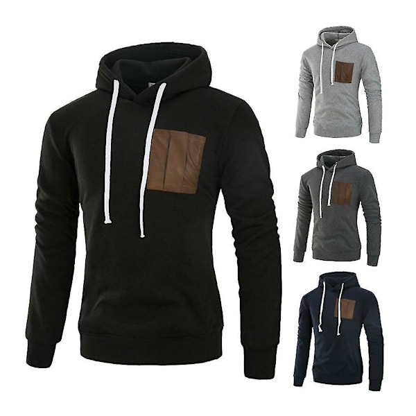 Hettegenser med lange ermer for menn, Patchwork
