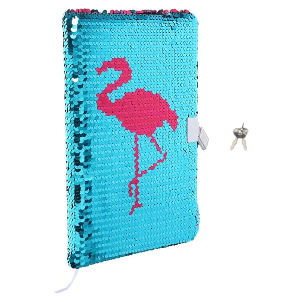 A5 Låsbar Paillet Notesbog med Flamingo Design, Bærbar Studenterjournal og Forretningsnotesblok til Studie