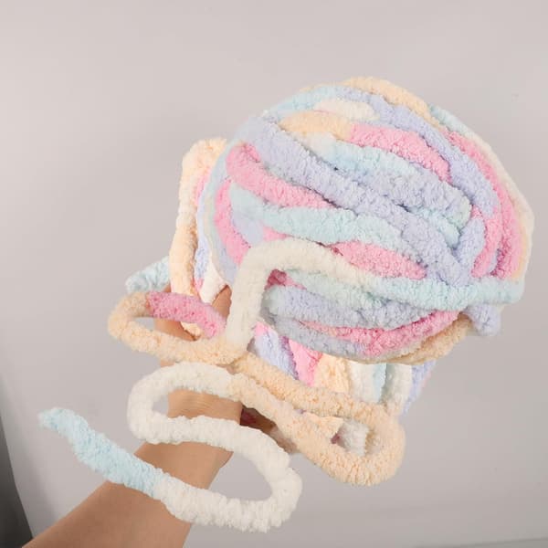 Chunky Handstickningsullgarn 1 rulle 20 sockervaddsfärger Mjukt chenillegarn