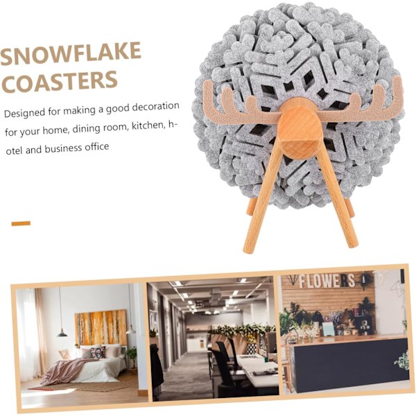 Coaster Fåreholder Kreativ Kopmåtte Snefnug Form Filt Coasters Sæt