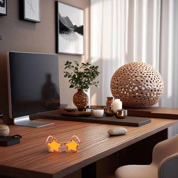 Stjerneformede Rammeløse Solbriller til Kvinder, Orange Candy Farve med Rhinstensindlæg