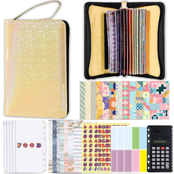 Kontantbogbinder Budgetplanlægger Notesbog Cover Mappe A6 Størrelse 10 Hulls Binder Yellow