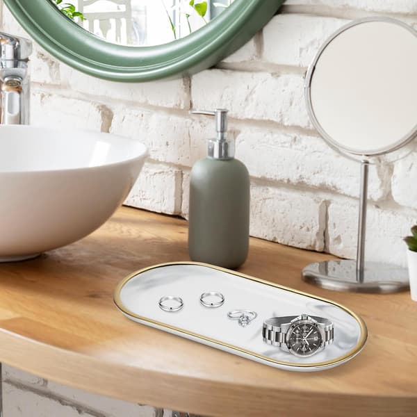 2 stk dekorativt brett, lysbrett, ovalformet marmor, elegant design, utvider brukbart rom