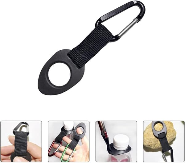 5 st silikonvattenflaskspännen med D-ring karbinhakar i aluminiumlegering nylonrem multifunktionell flaska
