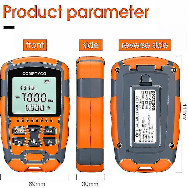 Comptyco -m70 4 i 1 Mini Optisk Effektmeter Visuel Fejlfinder Netværkskabeltest Optisk Fiber-yuhao