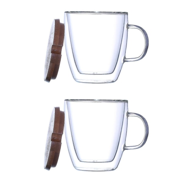 2023 Ny Dubbelisolerad Klar Kaffekopp med Trälock
