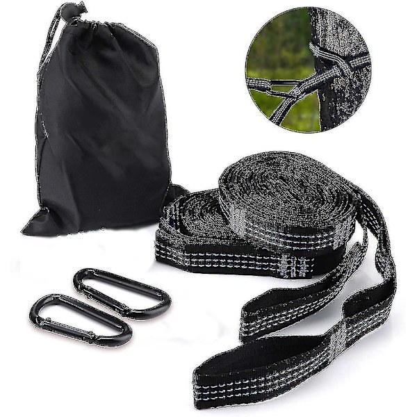 1 Par Hammockfästen Set Hängande Remmar Trädremmar Med 14 Slingor 280cm * 2.5cm Max 500kg För Camping Vandring Picknick Utomhusresor