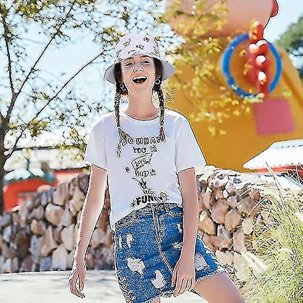 Vändbar Bucket Hat Kvinnor Sommar Solhatt Anti-UV Skydd För Resa Strandvit - Q1