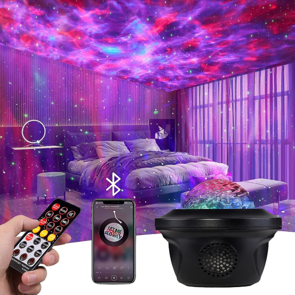 Projektor, Stjernehimmel-projektor, Fjernbetjening med Bluetooth-musikhøjttaler, Northern Lights Night