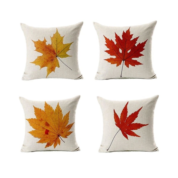 Efterårspudebetræk (sæt af 4 18 x 18), Dekorativ Thanksgiving Efterår Køkken Hjem Decor Pude