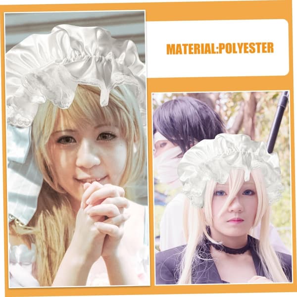 2 stk hvite blonde-pikekapsler, pustende, komfortable cosplay-hodeplagg