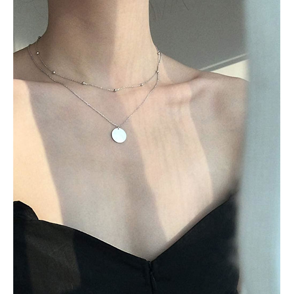 Kerrostettu Levyriipus Choker-kaulakoru Lmell Naisille Tytöille 925 Sterling Hopea 18k Lahja
