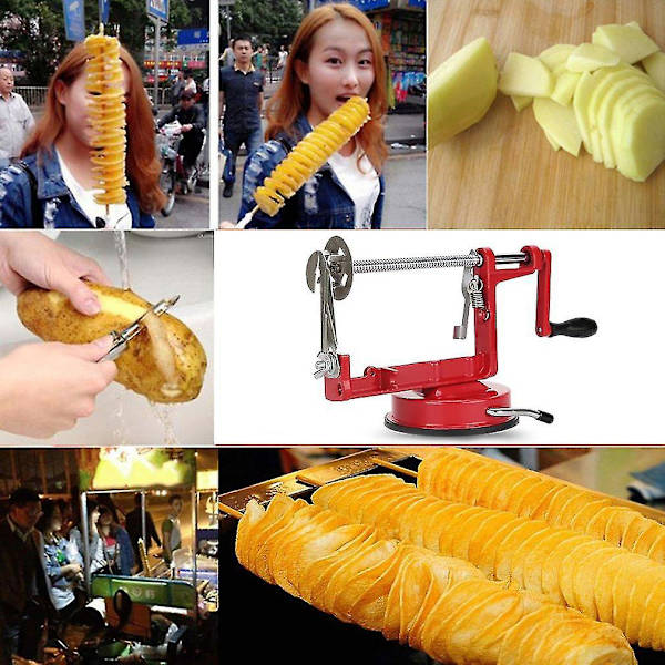 Kartoffelskræller i rustfrit stål med vippehåndtag og spiraliseringsfunktion