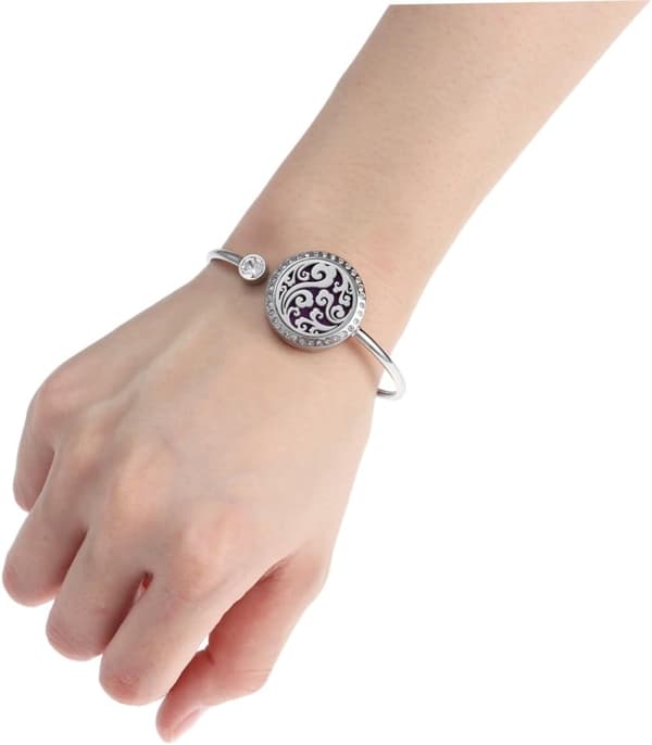 2 stk. hule oliediffuserarmbånd medaljon smykker til kvinder rustfrit stål armbånd æterisk olie diffuser puder