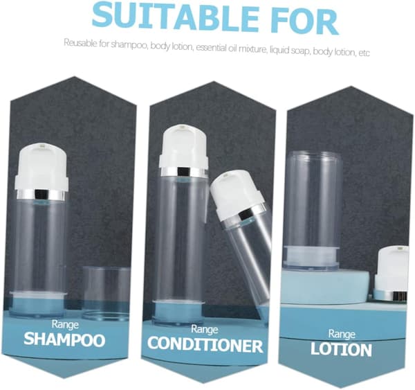 3st Tom Airless Pumpflaska Lotionbehållare Abs Presspumpflaska för Resor