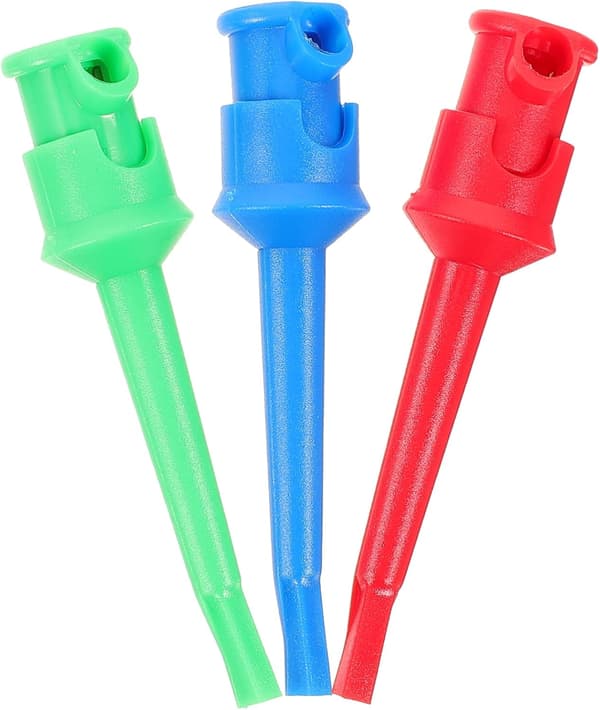 6 stk testledninger multimeter krokklips fjærtrådklemme for krets testing miniklips